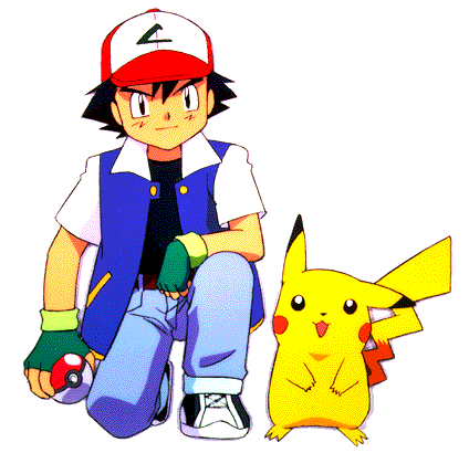 Ash and Pikachu.