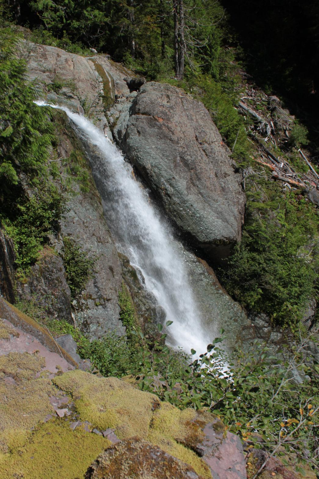 Side view of Crater Moraine Falls