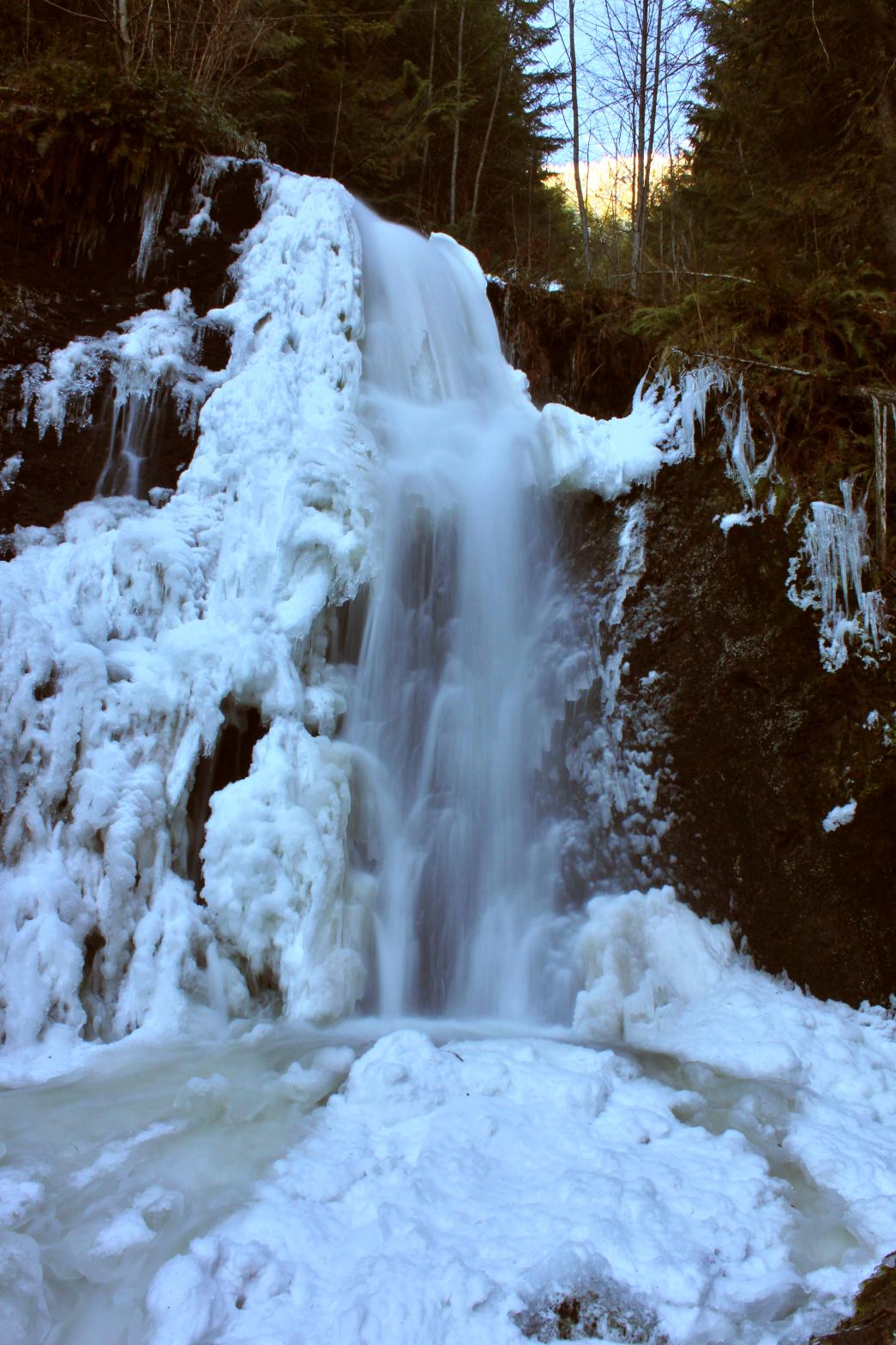 Icy lower tier of Lower Suiattle Falls